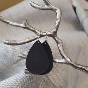 Fun black leather earrings